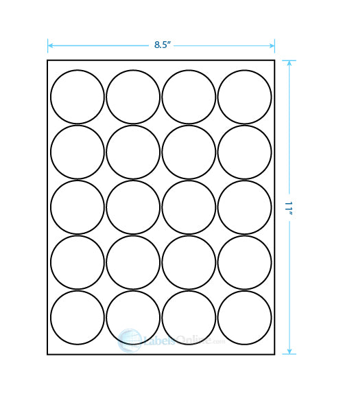 2" Circle - 20 up - Clear Matte