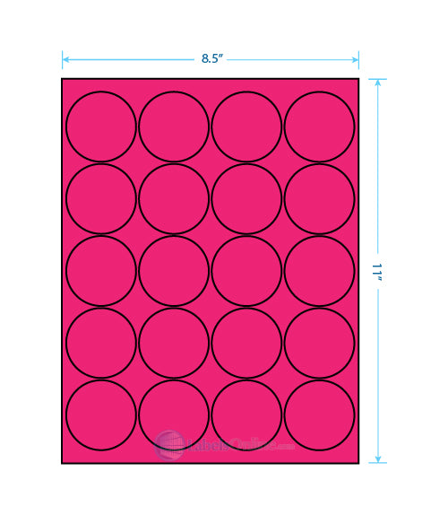 2" Circle - 20 up - Fluorescent Pink