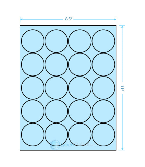 2" Circle - 20 up - Pastel Blue