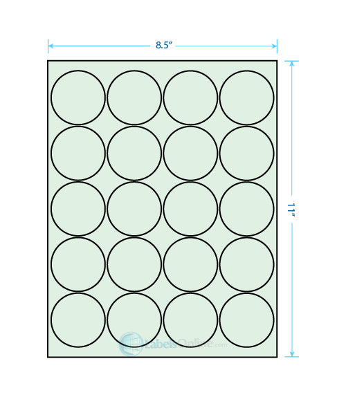 2" Circle - 20 up - Pastel Green
