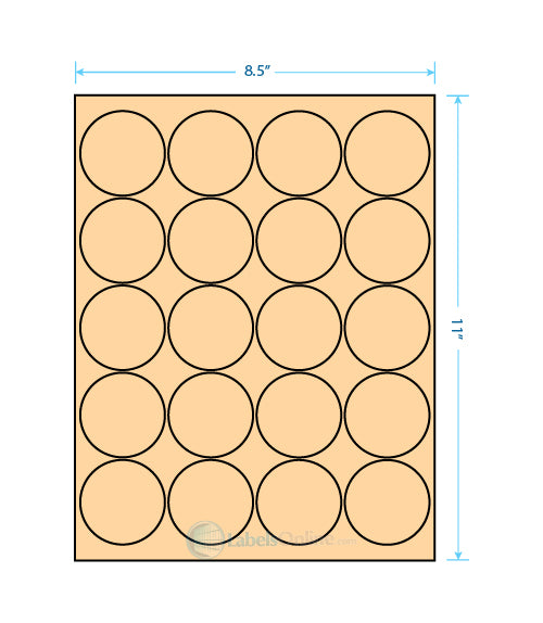 2" Circle - 20 up - Pastel Orange