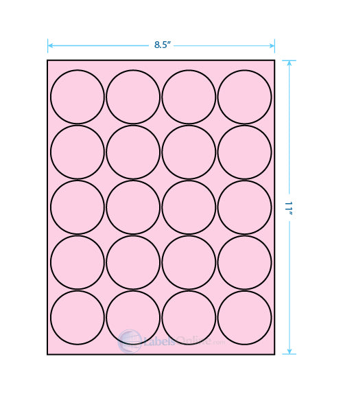 2" Circle - 20 up - Pastel Pink