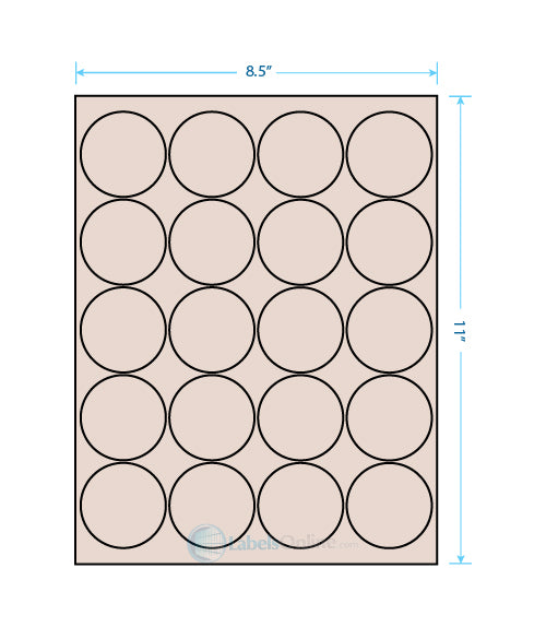 2" Circle - 20 up - Pastel Tan