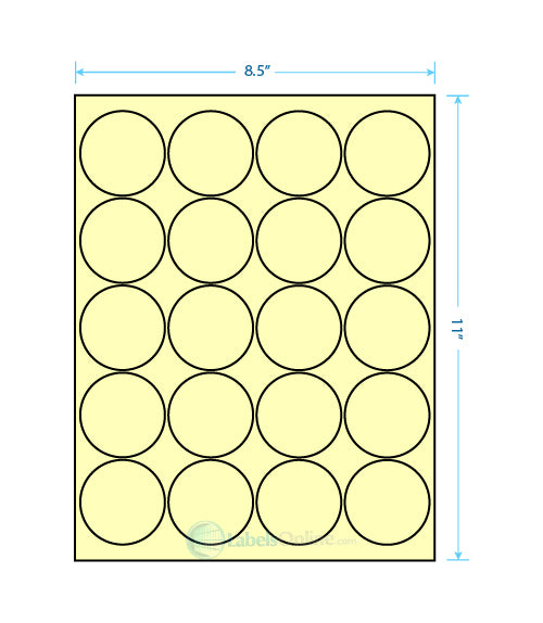 2" Circle - 20 up - Pastel Yellow