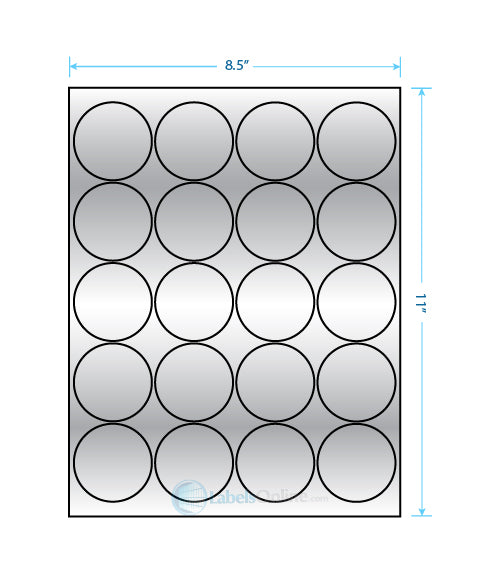 2" Circle - 20 up - Silver Foil