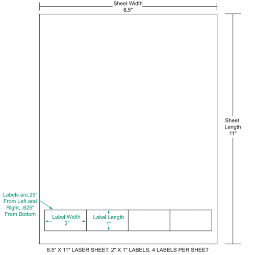 2" x 1" Integrated Labels; 4 up (1,500 sheets/case)