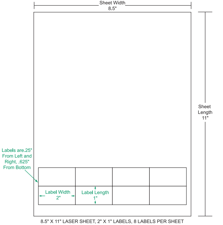 2" x 1" Integrated Labels; 8 up (1,500 sheets/case)
