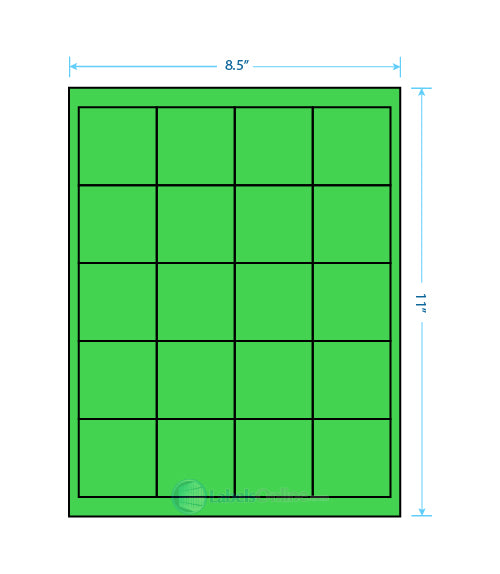 2" x 2" - 20 up - Fluorescent Green