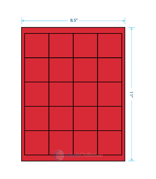 2" x 2" - 20 up - Fluorescent Red