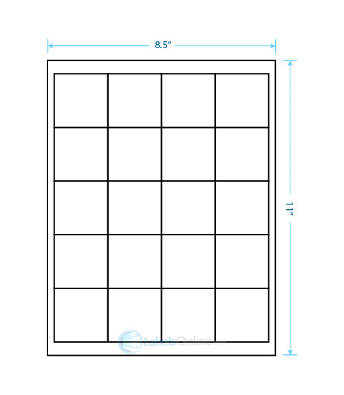 2" x 2" - 20 up - White Polyester