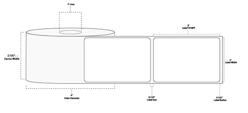 2" x 3" Floodcoated Thermal Transfer Paper Label; Perforated; 1" Core; 4" OD; 12 Rolls/carton (500 Labels/roll) - 032 Red