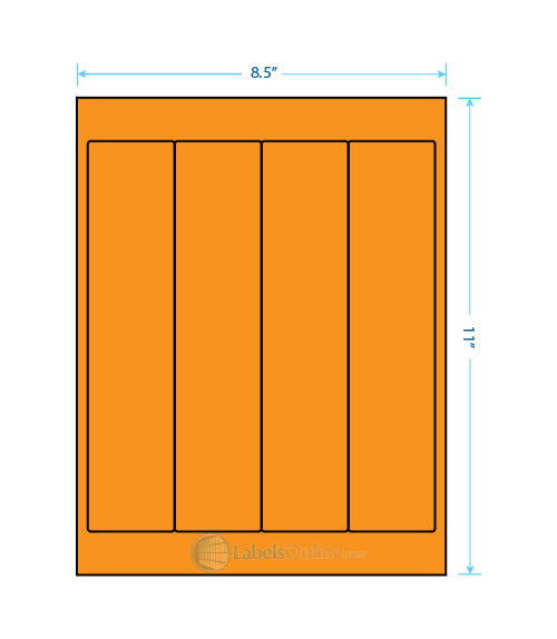 2" x 9" - 4 up - Fluorescent Orange