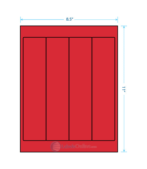2" x 9" - 4 up - Fluorescent Red