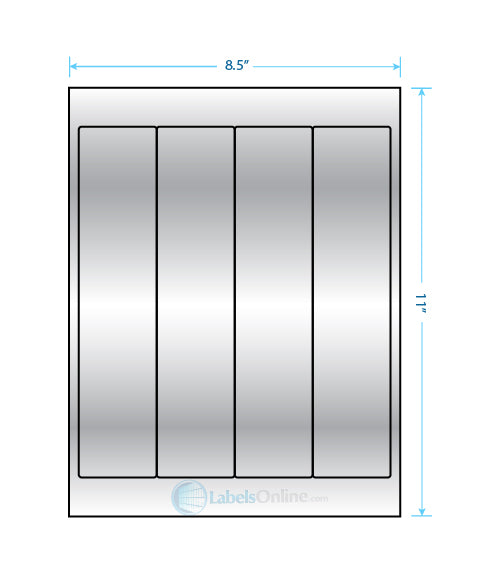 2" x 9" - 4 up - Silver Foil