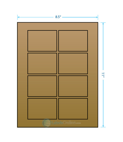3.0625" x 2.1875" - 8 up - Brown Kraft (Laser / Inkjet)