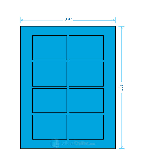 3.0625" x 2.1875" - 8 up - Fluorescent Blue (Laser)