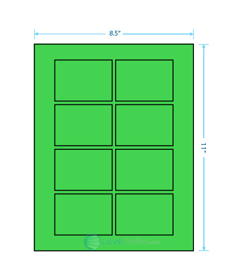 3.0625" x 2.1875" - 8 up - Fluorescent Green (Laser)