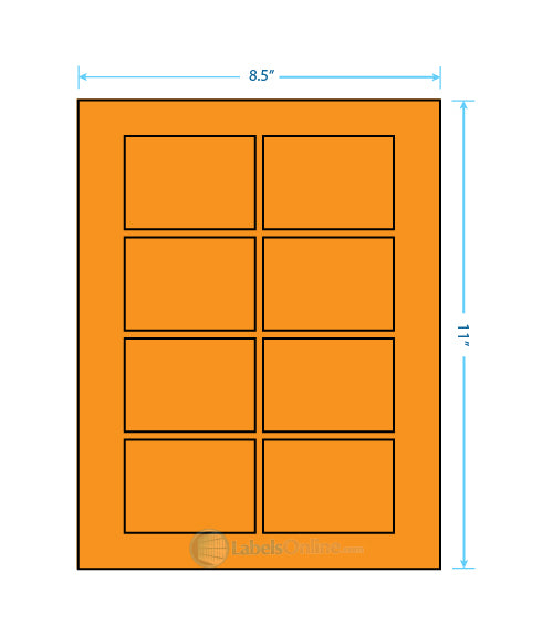 3.0625" x 2.1875" - 8 up - Fluorescent Orange (Laser)