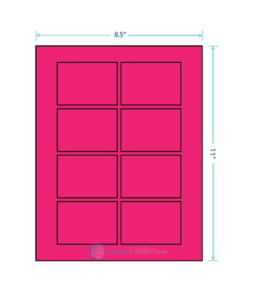 3.0625" x 2.1875" - 8 up - Fluorescent Pink (Laser)