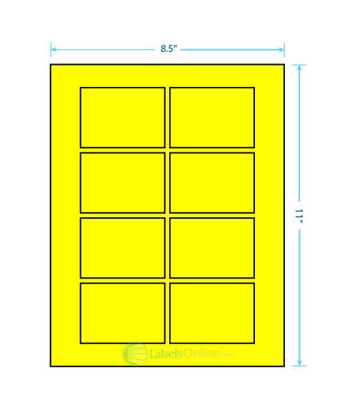 3.0625" x 2.1875" - 8 up - Fluorescent Yellow (Laser)