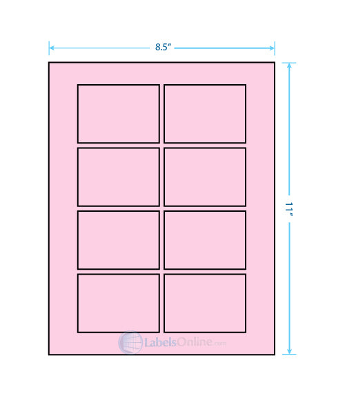 3.0625" x 2.1875" - 8 up - Pastel Pink (Laser)