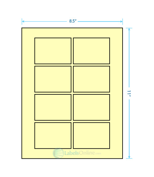 3.0625" x 2.1875" - 8 up - Pastel Yellow (Laser)