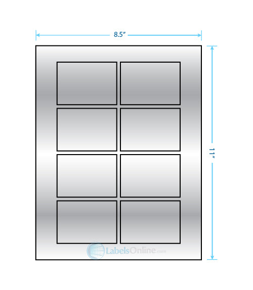 3.0625" x 2.1875" - 8 up - Silver Foil (Laser)