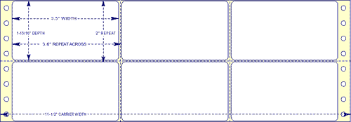 3-1/2" x 1-15/16" - Pinfed Blank EDP Label; 3 Labels Across; 10,000 Labels/carton - Fanfolded