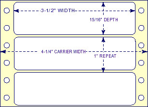3-1/2" x 15/16" - Pinfed Blank EDP Label; 1 Label Across; 5,000 Labels/carton - Fanfolded