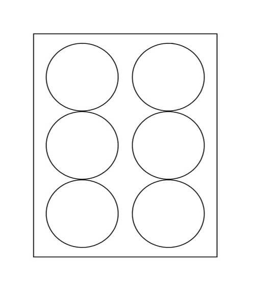 3 1/3" Diameter Laser/Inkjet Circle Labels; 6 up; 250 sheets/case - Standard White Matte