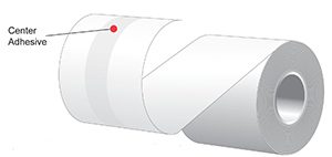 3.125" x 160' MAXStick Liner-free Repositionable Direct Thermal Roll; 2 Go; Center Adhesive; 55 gsm; 15# Base - White