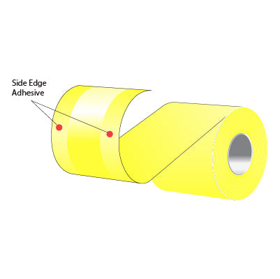 3.125" x 160' MAXStick Liner-free Repositionable Direct Thermal Roll; 2Go; Side Edge Adhesive; 55 gsm; 15# Base - 100 Canary