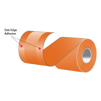 3.125" x 160' MAXStick Liner-free Repositionable Direct Thermal Roll; 2Go; Side Edge Adhesive; 55 gsm; 15# Base - 150 Orange