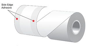 3.125" x 160' MAXStick Liner-free Repositionable Direct Thermal Roll; 2Go; Side Edge Adhesive; 55 gsm; 15# Base - White