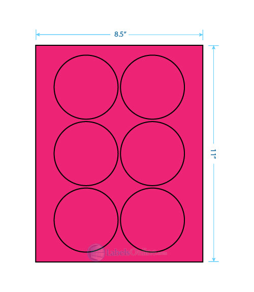 3.25" Circle - 6 up - Fluorescent Pink