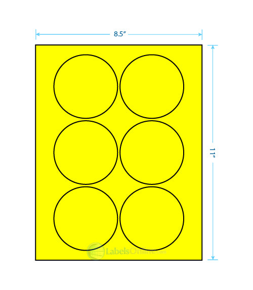 3.25" Circle - 6 up - Fluorescent Yellow