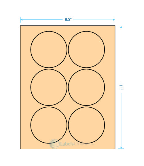3.25" Circle - 6 up - Pastel Orange
