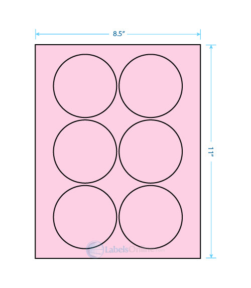 3.25" Circle - 6 up - Pastel Pink
