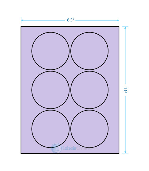 3.25" Circle - 6 up - Pastel Purple