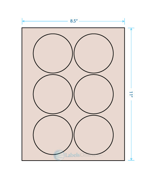 3.25" Circle - 6 up - Pastel Tan