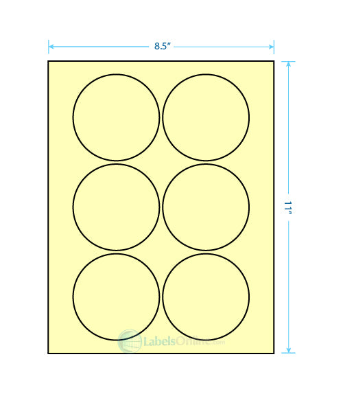 3.25" Circle - 6 up - Pastel Yellow