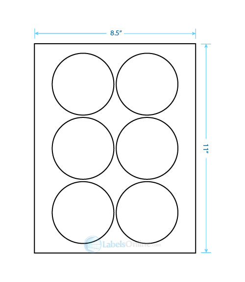 3.25" Circle - 6 up - White Vinyl Drum