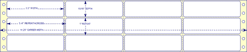 3.3" x 15/16" - Pinfed Blank EDP Label; 4 Labels Across; 20,000 Labels/carton - Fanfolded