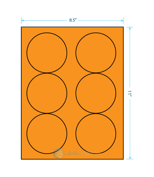 3.33" Circle - 6 up - Fluorescent Orange