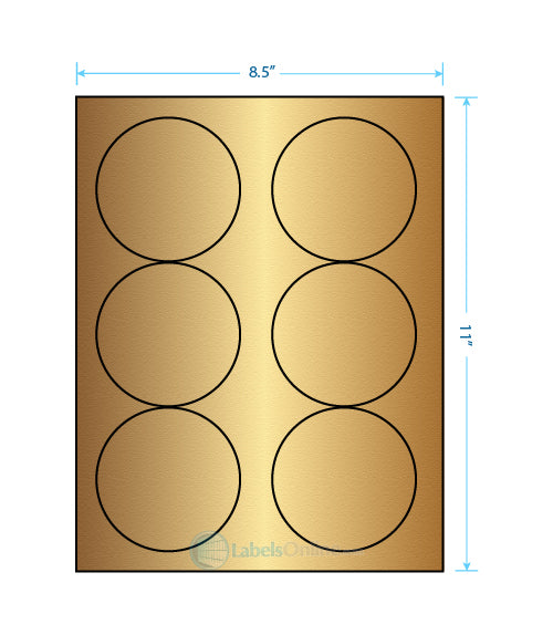3.33" Circle - 6 up - Gold Foil