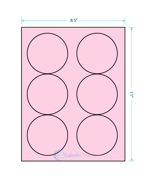 3.33" Circle - 6 up - Pastel Pink