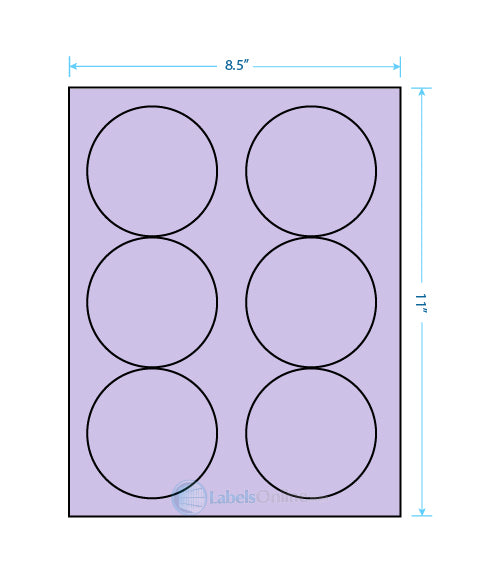 3.33" Circle - 6 up - Pastel Purple