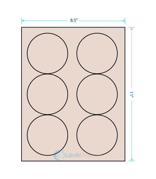 3.33" Circle - 6 up - Pastel Tan