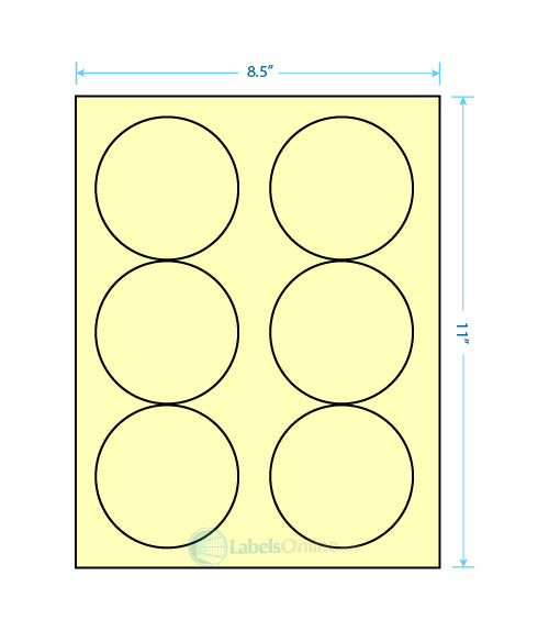 3.33" Circle - 6 up - Pastel Yellow