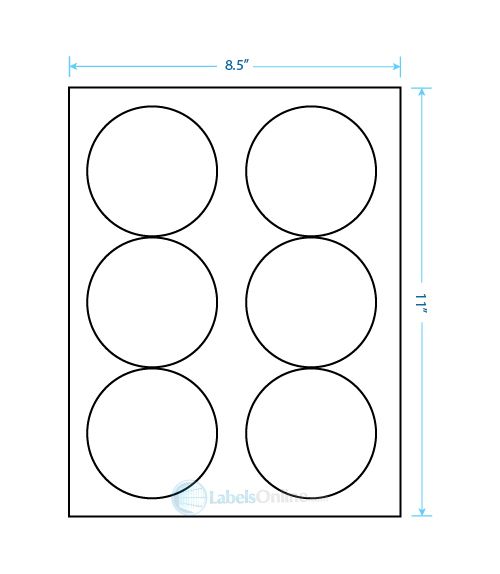 3.33" Circle - 6 up - Standard White Matte